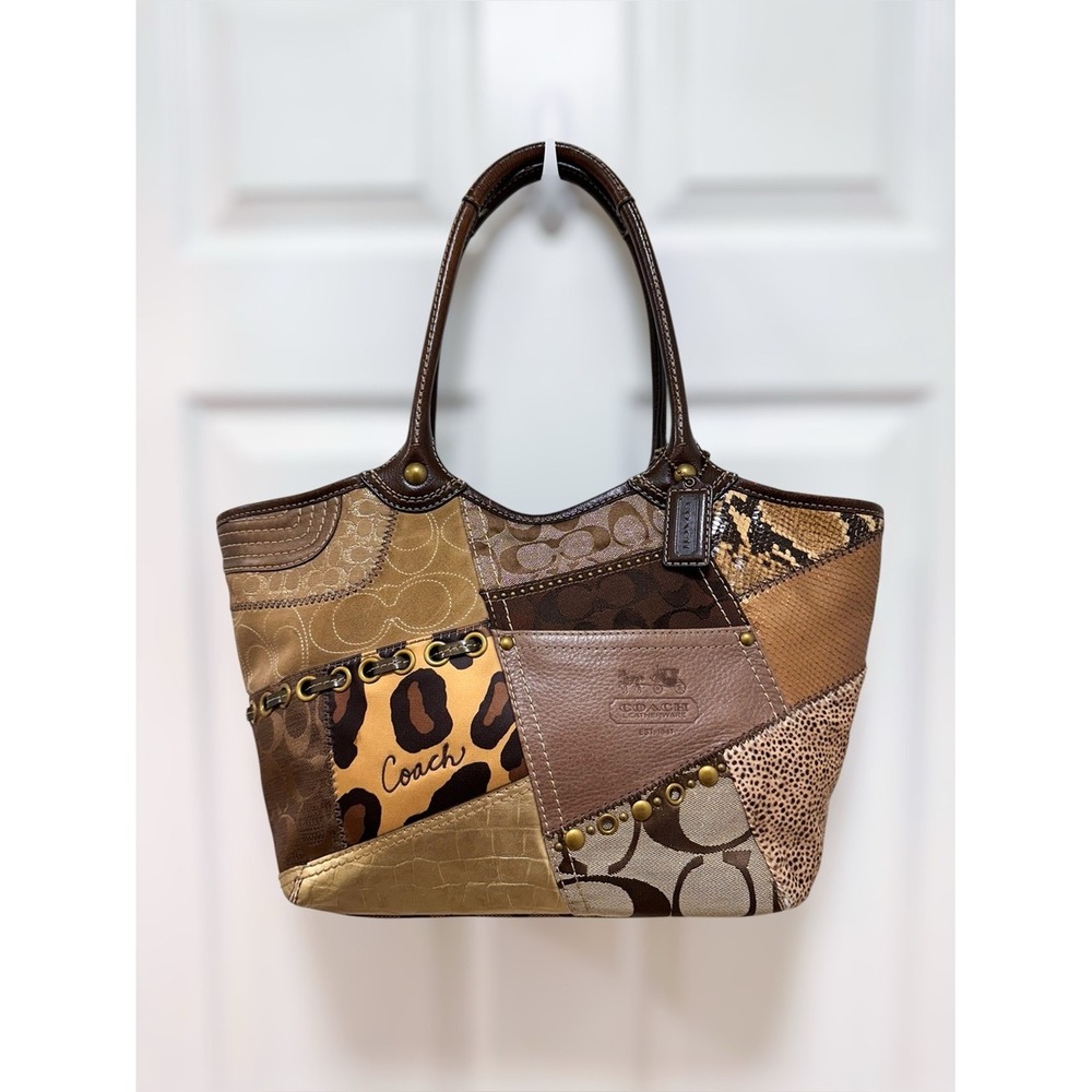 Coach Bleecker Large Animal Print Patchwork Tote 12899